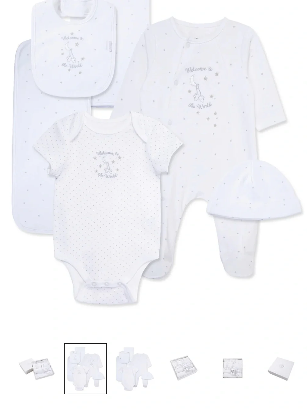 Little Me White and Gray Newborn Gift Set